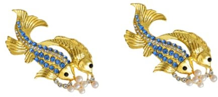 VALICLUD 2stücke Goldene Fischbrosche Aus Zinklegierung Mit Buntem Kristall Und Perle Eleganter Anstecker Für Damen Für Hochzeiten Geburtstage Und Festliche Anlässe Für Alltag Und