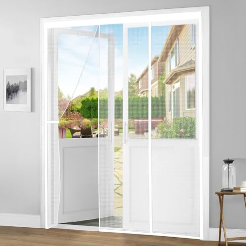 Door Screens Against Flies 230x280cm White Anti Mosquito Mesh Fly Curtain Lets Fresh Air in for Sliding Door French Door