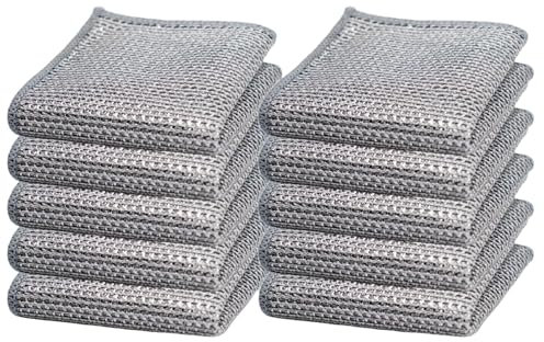 Paquete de 10/20 trapos para lavar platos de alambre de acero antiarañazos – Almohadillas de fregado de doble capa para platos húmedos y secos, paños de limpieza de cocina para fregaderos y estufas