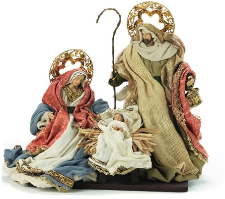 PABEN Belén de tela y resina, altura máxima 29 cm (nacimiento)