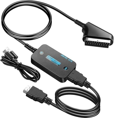 ULTRICS Scart to HDMI Converter, Scart to HDMI Cable with 720P/1080P Switch Video Audio Upscale Male SCART In HDMI Out Adaptor Cable, Scart to HDMI Adapter for HDTV Monitor Projector STB VHS DVD Xbox