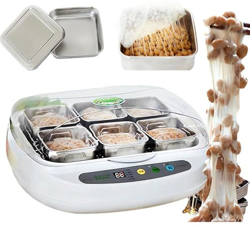PRMTYUP Máquina Eléctrica para Hacer Natto, Yogurtera, Máquina De Fermentación Casera, con Panel De Control Inteligente, para Bar En Casa, Tienda De Postres,Blanca