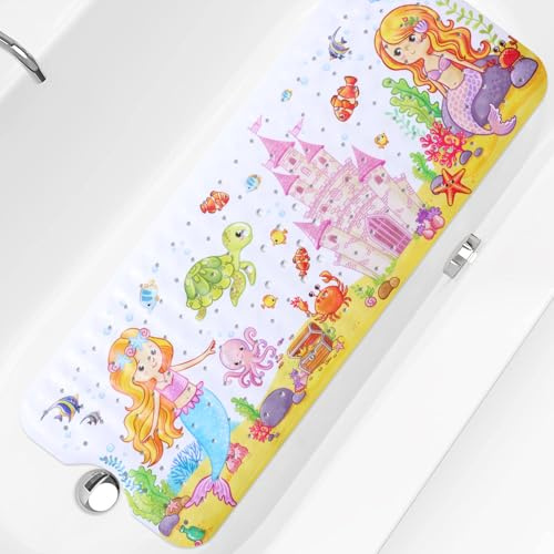 Gatphy Kids Bath Mat Non Slip Shower Mat, 100x40cm Extra Long Cartoon Baby Bathtub Mats Anti Mould Shower Tub Mats with Suction Cups Machine Washable Bathtub Pad for Baby Children Elderly(Style2)