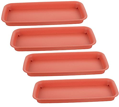 Homoyoyo 4 Stück Rechteckige Pflanzteller Tropfschale Für Blumentöpfe Rostrote Pflanzenuntersetzer Aus Robustem Kunststoff Wasserauffangend Für Innen Und Außenbereiche