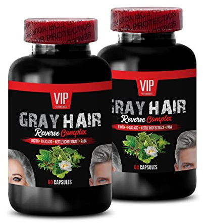 L-Tyrosine - Gray Hair Reverse Complex - Barley Grass Juice Powder, Stinging Nettle Root, PABA, Biotin, Vitamin B-6, Fo-Ti Root Powder, Saw Palmetto Berries 2 Bottles 120 Capsules