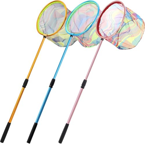 KAHEIGN 3 Pièces Filets de Pêche pour Enfants, 95CM Épuisette à Papillons Télescopique Épuisette à Piscine Feuilles Extensible de 68CM à 95CM - pour Enfants Attraper Insectes Papillon Poisson Oiseaux