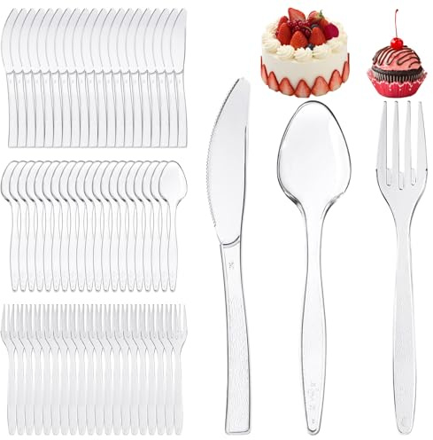 150Pcs Reusable Dessert Forks, Party Fork Spoon Set(Transparent)