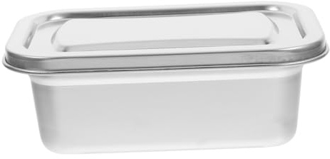 FUNNETOYU Caja de Helado de Acero Inoxidable 1000ml Reutilizable | Plata, Cierre Hermético, para Conservación de Alimentos, Apta para Congelador