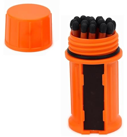 Seymal Kit De Survie D'allumettes étanches, 20 Pièces/Baril, Kit D'allumettes Anti-Tempête avec étui, Allumettes Portables for Allume-Feu D'extérieur en Cas d'urgence, for Camping, Randonnée, Pêche