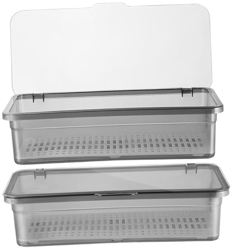 TOPPERFUN 1 Jeu Boîte De Rangement pour Couverts Couvercle Transparent Organisateur Ustensiles De Cuisine Support Drainant pour Baguettes Argenterie Rangement pour 2 Pièces