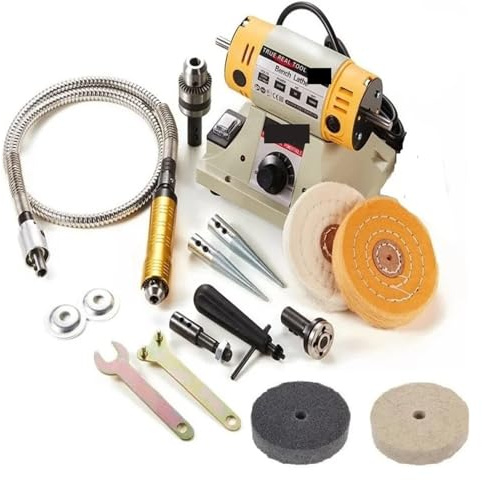 Meuleuse de banc à vitesse réglable 350W, Machine à polir for le bricolage, le travail du bois, les bijoux en Jade, tour de banc dentaire avec méta, Machine à Polir et à Finir Les Bijoux