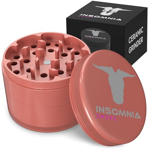 Grinder per Erbe | Grinder Premium in Metallo di Alluminio a 4 Parti con Filtro per Polline, Coperchio Magnetico, 28 Denti Affilati, Rivestimento in Ceramica, Facile da Pulire e Antiade (Oro Rosa)