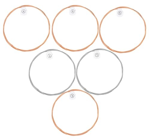 Akustikgitarrensaiten 6 Stück für Folk Gitarre, Gitarrenersatzsaiten | High Carbon Steel, Heller Klang, Besserer Griff für Fingerpicking und Bending