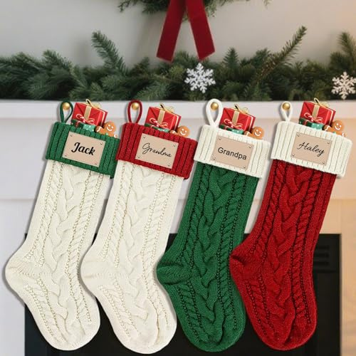 Weihnachtsstrümpfe mit personalisierbarem Namen, Lasergravur, Name, Weihnachten, Familie, Urlaub, Kamin, hängende Strümpfe für Kamin, Weihnachten, Urlaub, Party, Dekoration