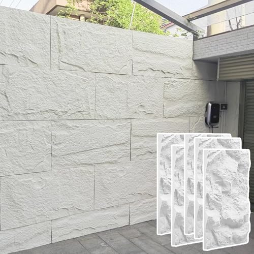 Panneau Mural Decoratif Panneau Mural 3D Imitation Pierre pour Intérieur et Extérieur, Placage Décoratif Noir et Blanc Insonorisant pour Salon, Chambre à Coucher(White,5 pack)