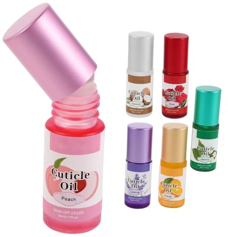 ELAYARD 6 Unidades de Aceite Hidratante para Cutículas en Roll-on Vidrio, Aceite Nutritivo para Uñas, Repara Cutículas Agrietadas y Nutre Profundamente