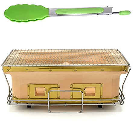 Griglia in ceramica – Griglia rettangolare a carbone per cucinare da tavolo, perfetta per barbecue, campeggio o uso domestico