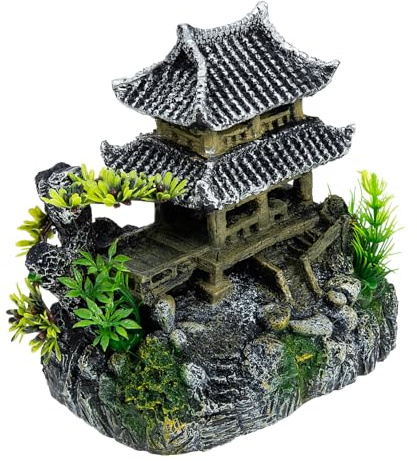 VICASKY Décoration Aquarium Maison Résine Délicate pour Bassin Ornement Naturel sans Danger pour Poissons Décoration Poisson Pavillon Réaliste pour Aquarium et Réservoir