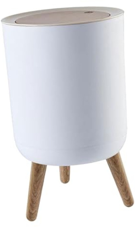 Veemoon Poubelle à Pédale Avec Couvercle Relevable 12l Finition Bois Imitation Blanche Capacité Élevée Plastique Résistant Ménage Salle De Bain La Cuisine Utilisation Pratique