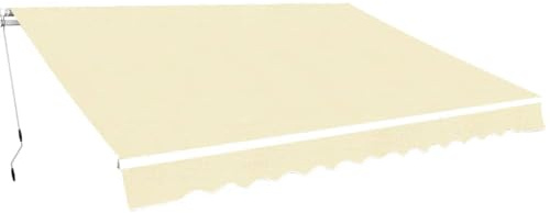 Auvent à bras articulé, 400 cm, blanc crème, protection solaire réglable avec cadre en aluminium stable, tissu polyester imperméable pour terrasse et jardin, montage