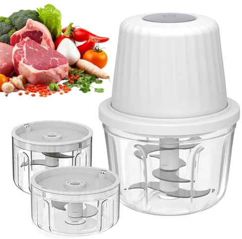 CEWROM Zwiebel Zerkleinerer Elektrisch, 100+250+350ml Elektrischer Küchenzerkleinerer, USB-Zwiebelschneider, Knoblauch Zerkleinerer Küche für Fleisch,Babynahrung,Obst,Gemüse,Elektrisch Mini chopper