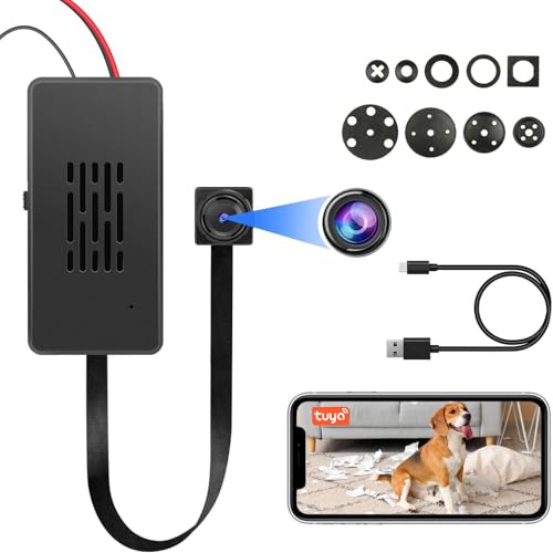 Cámara WiFi Mini QZT, Recargable 1080P Aplicación Tuya Smart 2.4Ghz Compatible Gran Angular, Visualización en Tiempo Real 24H