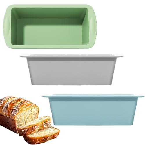 YXHZVON Moules à Pain en Silicone, 3 Pièces Moule a Cake Rectangulaire, Antiadhésif Moule Gateau Patisserie pour Gâteaux, Pain de Mie, Financiers, Accessoires Air Fryer