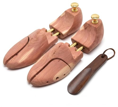 Cycayit Embauchoirs en Bois de Cèdre Réglables avec Chausse-pied – [TAILLE] – Maintien de la Forme, Anti-Odeur, Absorption d’Humidité – Homme & Femme