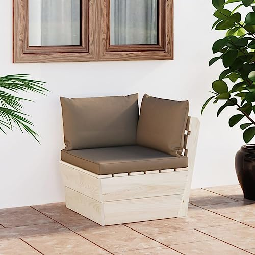 Mazoravella Garten-Paletten-Ecksofa Sofaelement Gartensofa mit Kissen wetterfestes imprägniertes Fichtenholz modular erweiterbar für Terrasse Balkon Outdoor Lounge Sitzgruppe Pool