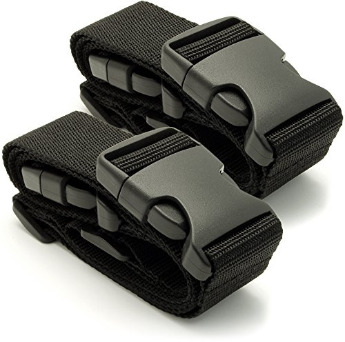 CampTeck U6745 Small Travel Luggage Straps Short Adjustable Connect Suitcase Belt Add On Attachment – Black, 1 Pair