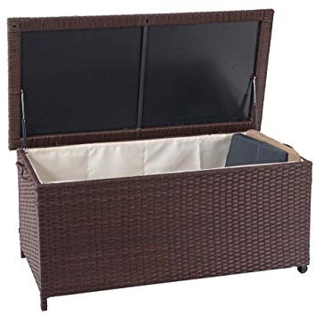 Mendler Poly-Rattan Kissenbox HWC-D88, Gartentruhe Auflagenbox Truhe Premium, 51x100x50cm 170l - braun