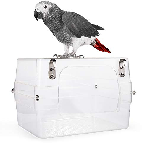 Colorday - Vasca da Bagno per Uccelli con Vista Chiara, per Grigio, Amazon, Conure, Cockatiel, parrocchetto, 33 * 28 * 20cm.