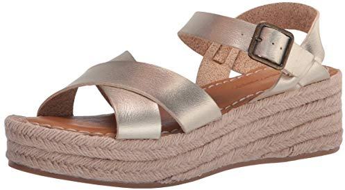 Amazon Essentials Sandalia Tipo Alpargata con Plataforma Plana Mujer, Dorado, 35 EU
