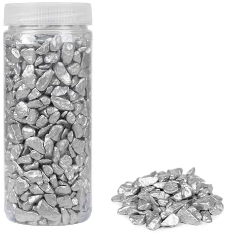 HEKU großformatige Deko-Steine (9-13mm) in silber, ca. 750g I Vielseitig Einsetzbar I Praktisch Verpackt I Ideal für Dekoration und Bastelprojekte