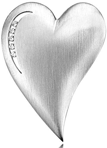MATERIA by Matthias Wagner Damen Kettenanhänger Herz groß aus 925 Silber wahlweise mit Kette rhodiniert