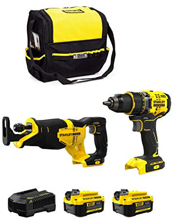STANLEY FatMax Kit SVK20224D (Bohrschrauber SFMCD720 + Säbelsäge SFMCS300 + 2 Batterien 4,0 Ah + Ladegerät + Tasche M)