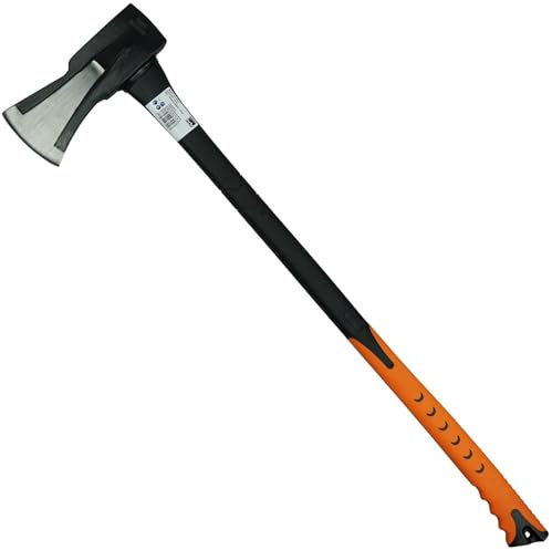 HRB Axt - Spaltaxt gehärtetem Stahl, zum Holz Spalten geeignet, Survival Axt mit ergonomischem Griff (Schwarz/Orange, 4 Kg)