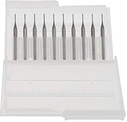 YINETTECH 10pcs Kit de Fraise en Bout de Carbure CNC Routeur Embout de Gravure 0.8mm Diamètre de Coupe 3.175mm Tige pour Machine PCB