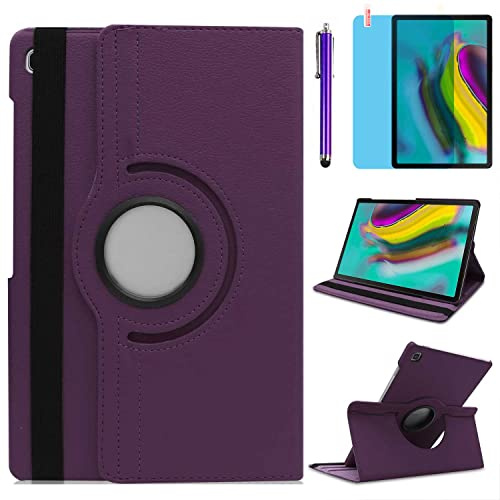 Hülle für Samsung Galaxy Tab S5e 10.5'' 2019 (SM-T720 SM-T725 SM-T727), 360 Grad drehbarer Ständer Smart Schutzhülle,Mit Stylus Pen,Bildschirm Film (Purple)