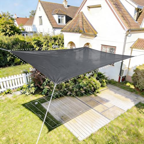 HAIKUS Sonnensegel 5x6 Rechteckig Premium HDPE, Wasserdurchlässig Sonnenschutz Atmungsaktiv Wetterbeständig für Garten Balkon und Terrasse, mit Befestigungsseile, Rechteck Weiss 5x6m, Grau