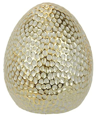 Flair Flower Deko-Ei Osterei Tischdeko Gartendeko Osterdeko Osterfigur Frühlingsdekoration Oster-Ei Eier Ostern Dekoration Deko für Kränze Osterkränze Blumen Frühlingsdekoration, Gold, einzeln