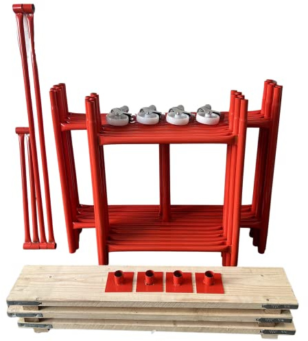HILL TOP FABRICATIONS CO (1998) LTD - Scaffolding Tower with Boards & Castors 5.97 Meters (19'6) Working Height 4x2'6 Base Size. Steel & Polyester Powder Coated (PPC) High Quality Durable Finish.