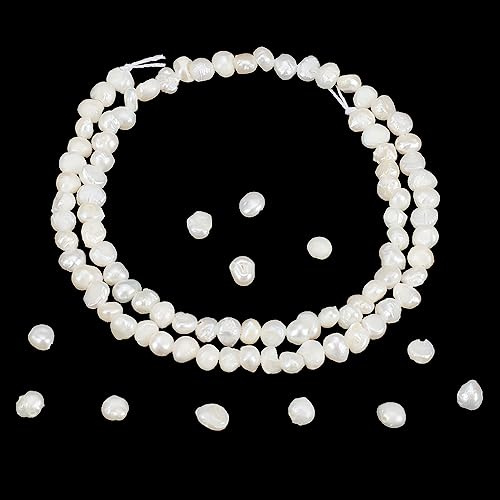 NBEADS 1 Filo Circa 70 Pz Naturale Coltivato Perle D'Acqua Dolce, 35cm Ovale/Due Lati Lucidato Conchiglia Colore Perle D'Acqua Dolce Sciolto Coltivate Charms Per Orecchini Gioielli Making
