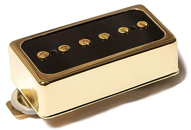LAMSAM Humbucker-Sized P90-Style Single Coil Pickup Set Alnico 5 Wax Potted Pickup Ersatzteile für E-Gitarre mit HH-Öffnung, Gold-90GB