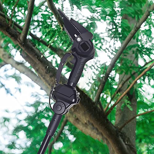 HshDUti Mini tronçonneuse électrique sans fil de 15,2 cm avec 2 batteries 21 V, petite scie à chaîne alimentée par batterie avec perche télescopique amovible pour branches d'arbres, cour et jardin
