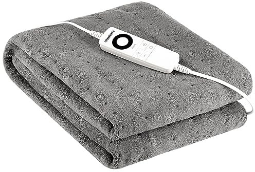 Steinborg Elektrische Heizdecke mit Abschaltautomatik | 150 x 80 cm | 6h Timer | bei 30° waschbar | 6 Temperaturstufen | Fernbedienung | Wärmedecke | Wärmeunterbett | Wärme Decke