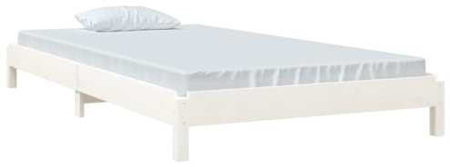 vidaXL Stapelbett Holzbett Massivholzbett Einzelbett Bett Bettgestell Bettrahmen Schlafzimmerbett Schlafzimmermöbel Weiß 100x200cm Massivholz Kiefer