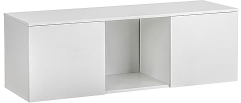 Baroni Home Hängender TV-Schrank für Wohnwand mit 2 Türen und eine Ablage, Hängender Lowboard mit Loch für Kabeldurchführung aus MDF; TV-Board für Wohn- und Schlafzimmer, Weiß, 120x40x40 cm