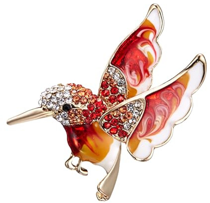 Femme Bijoux Broche Epingle Broche Colibri En Cristal Sertie De Diamants Broche Animal Alliage Broche Oiseau Pull Accessoires Vêtements Corsage Châle Boucle Rouge