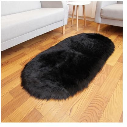 SHTGOI plyschmatta oval fuskpäls soffa matta syntetiskt fårskinn vardagsrum ullmatta hög lugg sängmatta matta matta pälsimitation långhårig fluffig mjuk soffmatta